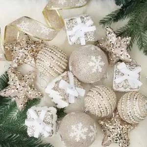 (도토로) 글로우 수제볼 트리 오너먼트 세트(골드 04)장식 크리스마스 꾸미기 크리스마스품 데코 장식품 용