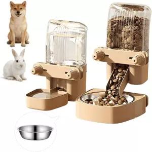 2팩 대용량 걸이식 자동 반려동물 사료 및 물 디스펜서 소형중형 개 고양이 토끼 기니피그용 케이지