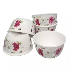식기 본차이나 밥그릇 세트 밥공기 도자기 그릇 플라워 5p