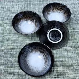 밥공기국그릇세트 샤론 블랙 앤 화이트 공기 4P 밥그릇 접시 식기 공기대접세트