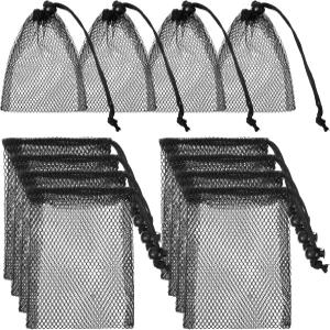 노게키 10개 소형 메쉬 백 드로스트링 블랙 4인치 X 5.7인치 미니 나일론 네트 여행용 세탁물 정리 보관
