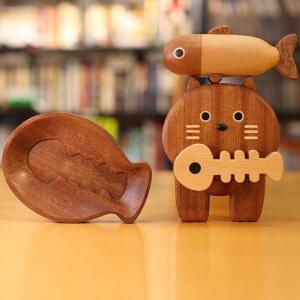 생선뼈오프너 휴지걸이 두루마리 티슈케이스 빈티지 물고기쟁반 까칠 DARK 원목 오프너