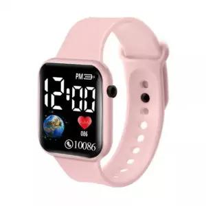 학생 남자 여자 LED 시계 사각 컬러 전자 손목 밴드 bns