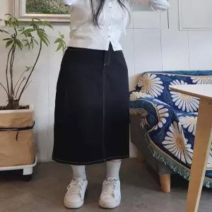 [릴룸]스티치 포인트 코튼 롱스커트(2컬러)