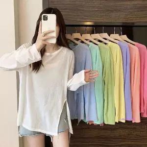 캔디 긴팔티셔츠 커버업 여름 에어컨 시스루 아 슬릿 에어컨아yza789