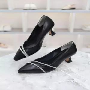 [블리아르]라인큐빅 소가죽 여성구두 미들힐 펌프스 6cm BLMD100147_GN