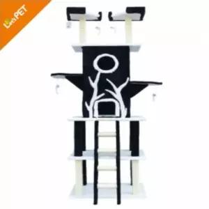 (레츠펫) 캣타워 LP-1100 블랙화이트 높이:215cm 넓이:68cm고양이집 용품 놀이터 장난감 켓타워 하우스 반