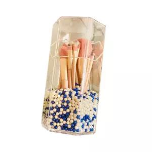 아크릴 투명 육각형 필기구 화장품 브러쉬 보관함메이크업박스 수납함 정리대 빗꽂이 연필꽂이 책상용연필