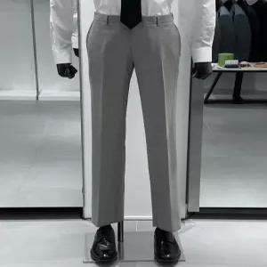 [트루젠]남성 봄여름 베이지 솔리드 풀스판 허리밴딩 여름 남자 슬랙스