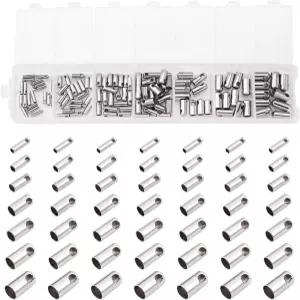 판다홀 7 사이즈 110개/박스 스테인리스 스틸 튜브 가죽 코드 엔드 주얼리 제작 캡 터미네이터 팁 비드