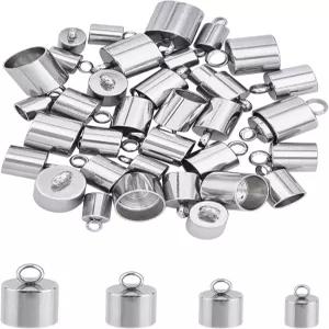 유니크래프탈 4 사이즈 40pc 스테인리스 스틸 코드 엔드 가죽 캡 터미네이터 찾기 주얼리 제작 키트 색상