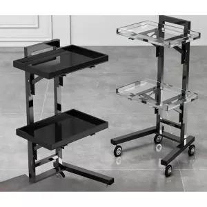 미용트롤리 피부관리실웨건 2단 블랙 헤어샵 이동식 츄레이