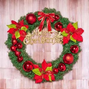 60cm 레드 포인세티아 원형 리스 DIY 트리 크마스리스 오너먼트 트리볼 장식볼 장식품 소품 인형 크마스 크