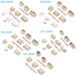 10PCS 1.0 1.25 2.0 2.54 SH/JST/ZH/PH/XH 수 핀 헤더 소켓 Dip/직각 SMD 2/3/4/5/6/7/8/9/P