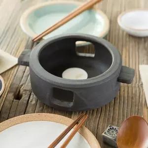 이천도자기 매트블랙 내열 워머 미니 푸드머 푸드용 플레이팅 음식 데우기 수육 티포트