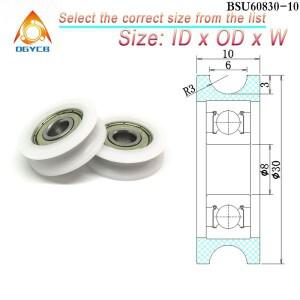 2pcs 8x30x10mm POM 풀리 U 그루브 트랙 롤러 BSU60830-10 플라스틱 가이드 휠 8x30x10 폴리포름알데히드