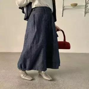 여자 청치마 데님 스커트 캐주얼 뒤트임 A라인 원픽1