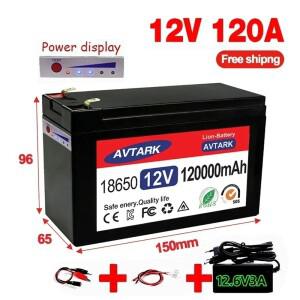 12V 120Ah 120000 태양 에너지 내장형 고전류 30A BMS 전기 자동차 배터리 + 용 mAh 18650 리튬