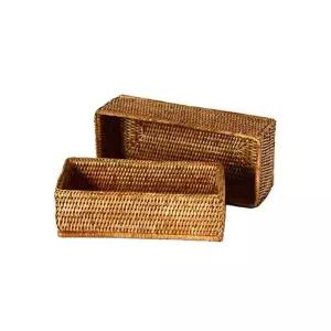 미얀마 천연 라탄 렉브래드 바스켓 스몰 S NO_BK062 BK062