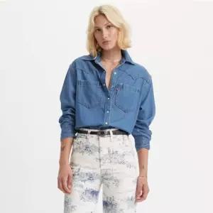 매장정품 LEVI'S 리바이스 여성 티오도라 웨스턴 미디엄인디고 긴팔 셔츠 A7244-0006 1355392