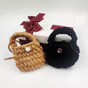 뜨개 미니 파우치 복실 니트 파우치 2개 세트 립스틱 귀여운