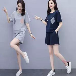 캐주얼 다이아 반팔 상하의세트 반바지 트레이닝pqr011