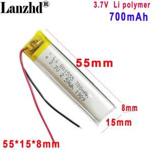 보호 기능 폴리머 배터리 스마트 LED 옷장 조명 워치 블루투스 충전 베이 801555 700mah 3.7V