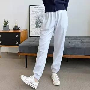 면바지 남녀공용 커플 무지면 조거 기모안감 캐주얼 데일리 밴딩 팬츠