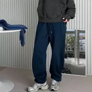 여성겨울바지 베이직 여성 뉴기모 라인 와이드 스트링 조거팬츠