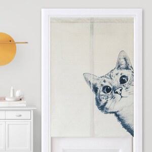 애니멀 프린팅 고양이 바란스 가림막 커튼