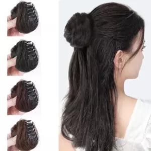 여성 똥머리 집게핀 패션 데일리 부분 당고머리 가발 ChK6+2XWp