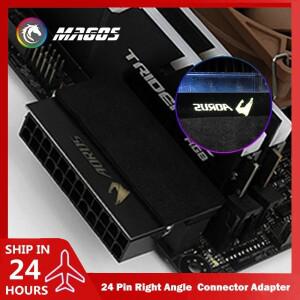 PC M/B ATX PSU 24 핀 직각 90도 어댑터 5V/12V RGB 동기화 발광 터닝 변환기 AORUS/ROG/MSI 로고