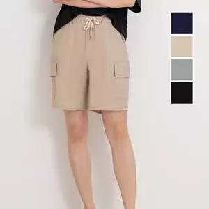 면바지 신축성 좋은 카고주머니 포인트 허리밴딩 여성 반바지
