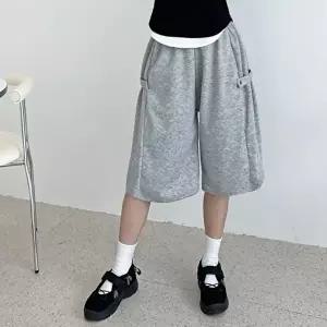 면바지 여성 트렌디 허리밴딩 양쪽포켓 폭조절 사이드 스냅 벌룬 와이드 버뮤다 반바지