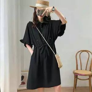 여성 허리조임 여름 수유지퍼 카라단추 반팔원피스wxy500