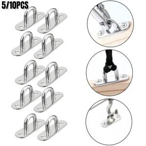 5/10개 M5 스테인리스 스틸 타원형 패드 아이 플레이트 해양 하드웨어 스테이플 훅 루프 데크 버클 마운트