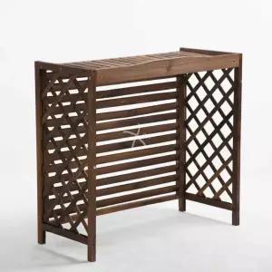 에어컨 외기 중간 선반 방수 나무 가림막 커버