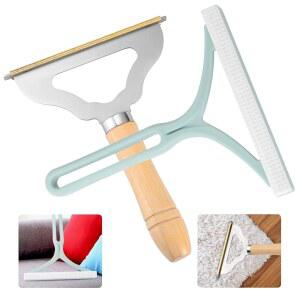 2pcs 수동 휴대용 패브릭 면도기, 가구 반려동물 털 제거용 금속 카펫 보푸라기 스크레이퍼 1개(두꺼운 랙 1개는 수년간 사용 가능), 재사용 가능한 퍼즈 제거 브러시 1개(걸림