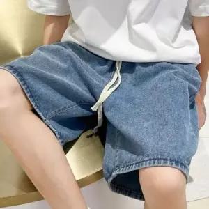 남성 반바지 와이드 데님 팬츠 LD369 바지 데일리룩 데이트룩 와이드바지 청멜빵 밴딩바지