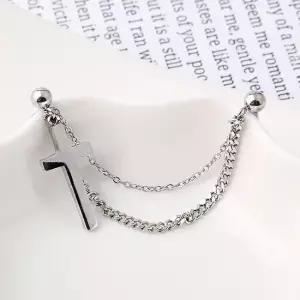 써지컬피어싱 더블 체인 크로스 피어싱 써지컬피어싱 피어싱 한쪽판매 십자가