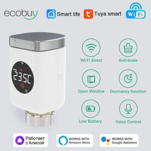 Tuya 스마트 Wifi 온도 조절 헤드 라디에이터 밸브 액추에이터 가열 컨트롤러 라이프 Alexa Google Home Al