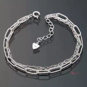 92.5 체인 링크 발찌 3줄 Silver 실버hij448