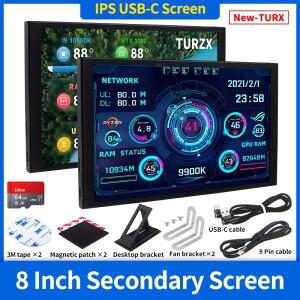 8인치 IPS USB 스마트 스크린 TURZX 1280x800 보조 화면 확장 데스크탑 CPU GPU RAM 컴퓨터 모니터 (윈도