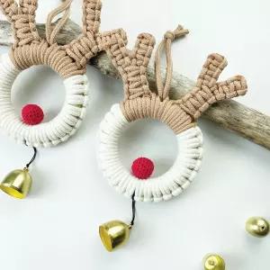 크리스마스 루돌프 도어벨 마크라메 DIY 크리스마스리스 크리스마스도어벨