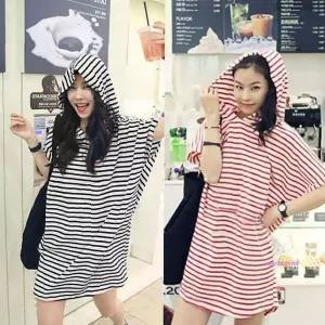 후드 원피스 루 데일리 스트라이프 여름 스트라이프루pqr021