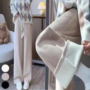 겨울 와이드 기모골덴바지 여자 밴딩 스웨이드 팬츠 hHY8+9tRc