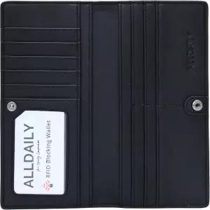 올데일리 울트라 슬림 여성 지갑 RFID 차단 신용카드 홀더 이중폴드 롱 레이디스 빌폴드(블랙)