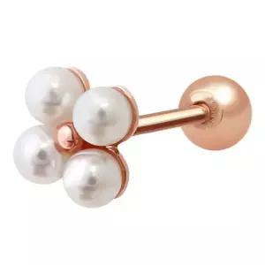 [미니아트] 14K 골드필드 핀 데이지펄 진주 꽃 로즈골드 피어싱 한쪽