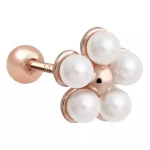 [미니아트] 14K 골드필드 핀 진주 꽃 플라워 로즈골드 피어싱 한쪽