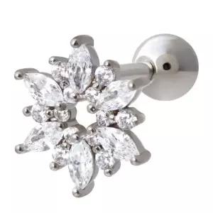 [미니아트] 써지컬 스틸 눈꽃 큐빅 패션 피어싱 한쪽